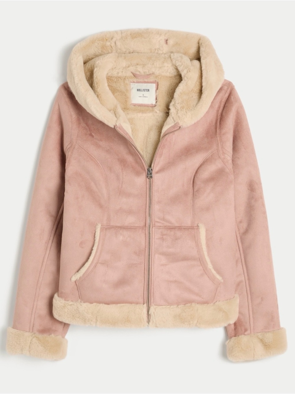 Hollister Women’s Faux shearling Hoodie Jacket size Medium